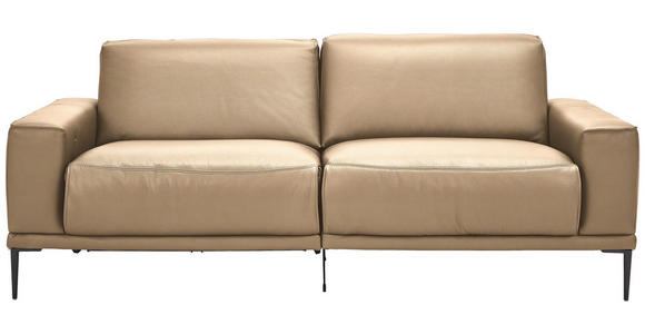 2,5-SITZER  in Echtleder Beige   - Beige/Schwarz, Design, Leder/Metall (200/102/92cm) - Johann Jakob