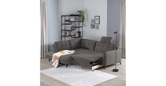 ECKSOFA in Flachgewebe, Leinenoptik Taupe  - Taupe/Schwarz, Design, Textil/Metall (208/247cm) - Xora