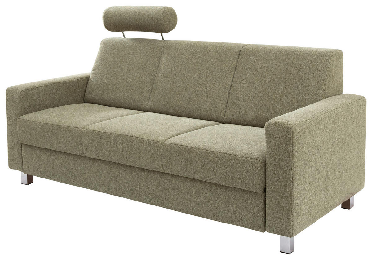 3-SITZER-SOFA in Flachgewebe Grün  - Chromfarben/Grün, Design, Textil/Metall (195/83/85cm) - Xora