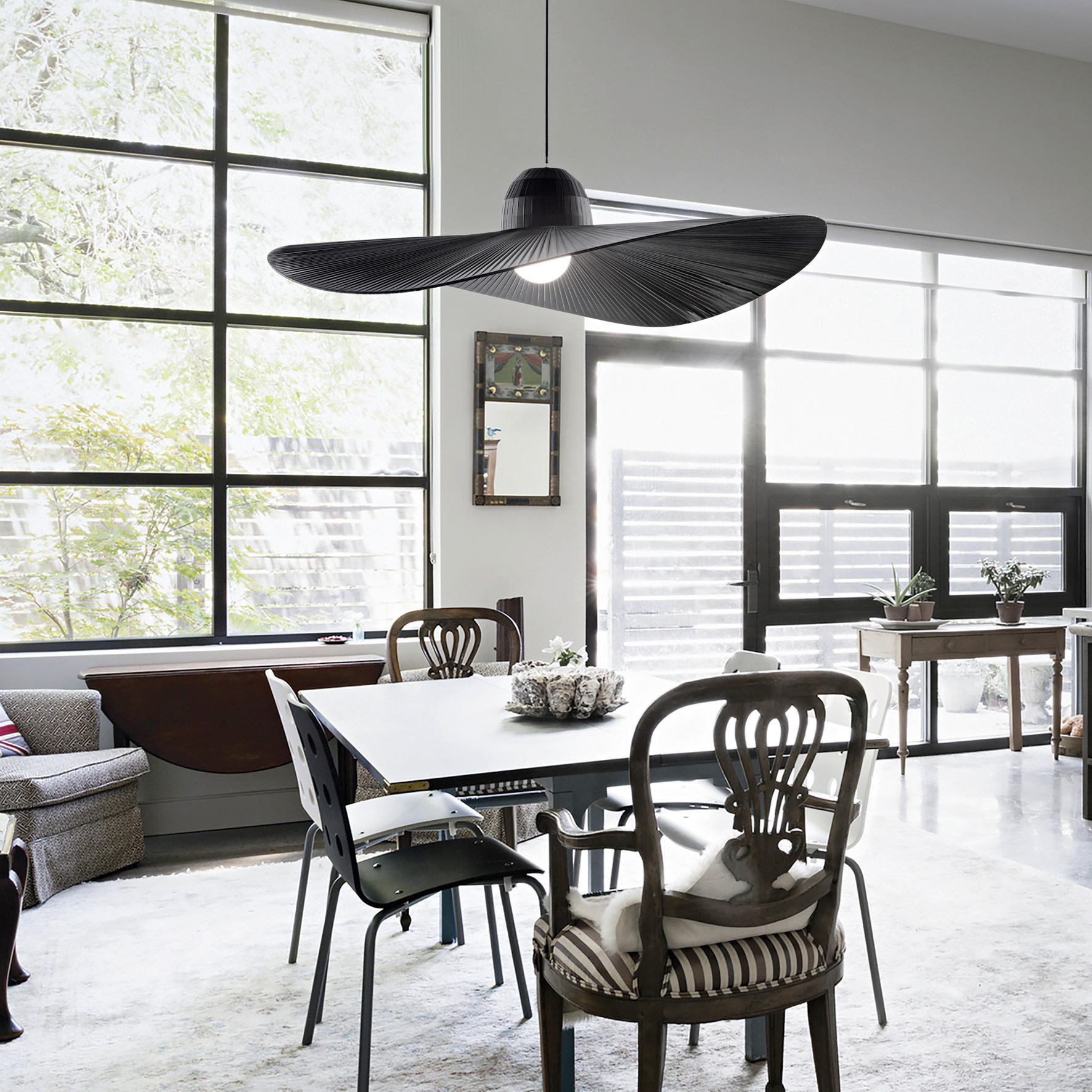 HÄNGELEUCHTE 110/43-145 cm  - Schwarz, LIFESTYLE, Textil/Metall (110/43-145cm) - Ideal Lux