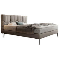 BOXSPRINGBETT 160/200 cm,  in Graubraun, Matratze, Topper, H2 + H3 = mittel + fest  - Graubraun/Schwarz, Design, Leder/Textil (160/200cm) - Esposa