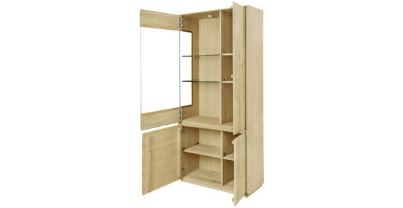 VITRINE Asteiche massiv Eichefarben - Eichefarben, Natur, Glas/Holz (95/201/41cm) - Linea Natura