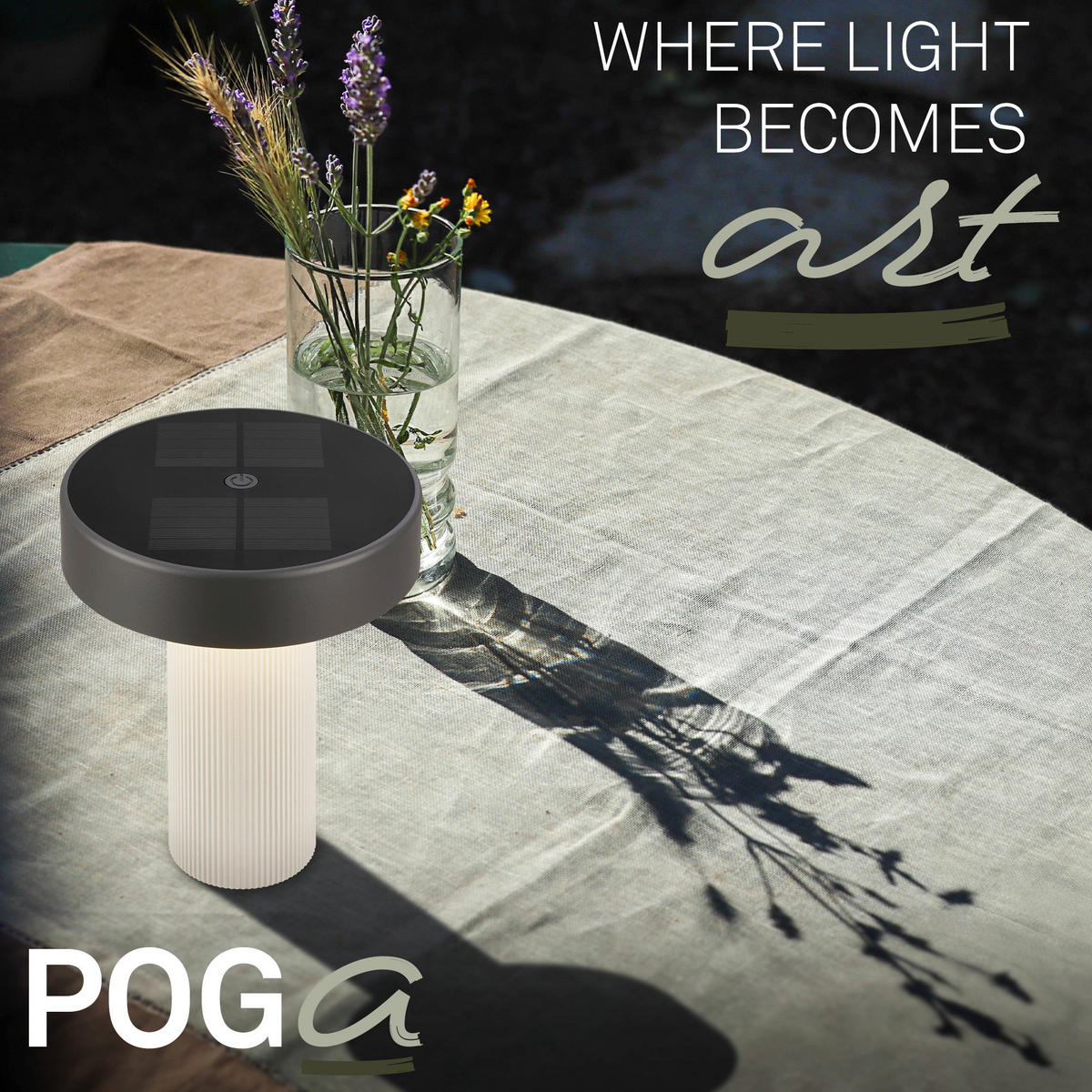 AKKU-TISCHLEUCHTE 16/20 cm  - Anthrazit/Beige, Design, Kunststoff (16/20cm)