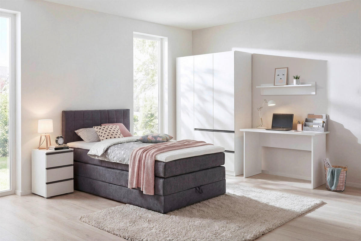 BOXSPRINGBETT 120/200 cm  Anthrazit  - Anthrazit/Schwarz, Design, Kunststoff/Textil (120/200cm) - Xora