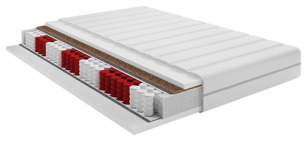 TASCHENFEDERKERNMATRATZE Slow H3/H4 160/200 cm Höhe ca. 18 cm  H3 + H4 = fest + sehr fest  - Weiss, Basics, Textil (160/200cm) - Livetastic