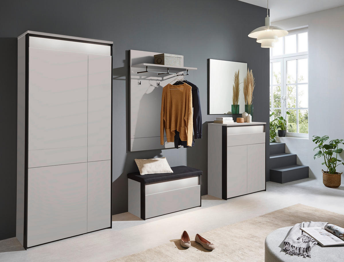 HALLBÄNK 91,5/48,5/40 cm  - beige/svart, Klassisk, trämaterial/textil (91,5/48,5/40cm) - Voleo