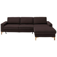 ECKSOFA in Mikrofaser Dunkelbraun  - Eichefarben/Dunkelbraun, Design, Holz/Textil (278/185cm) - Pure Home Lifestyle