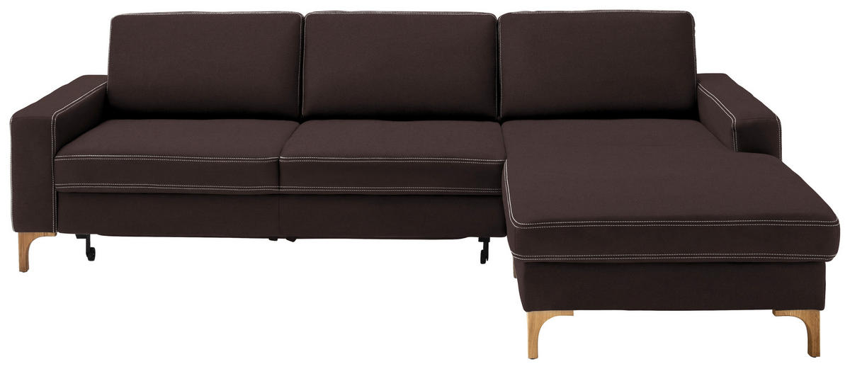 ECKSOFA in Mikrofaser Dunkelbraun  - Eichefarben/Dunkelbraun, Design, Holz/Textil (278/185cm) - Pure Home Lifestyle