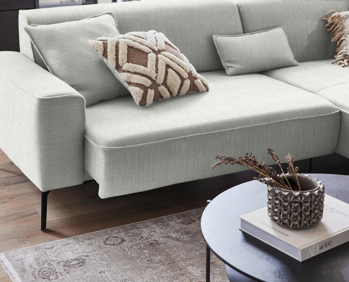 ECKSOFA in Flachgewebe Grau  285/190 cm  - Schwarz/Grau, Design, Textil/Metall (285/190cm) - Johann Jakob