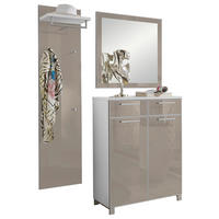 GARDEROBE 3-teilig  in 135/195/37 cm  - Taupe/Weiß, Design, Glas/Holzwerkstoff (135/195/37cm)