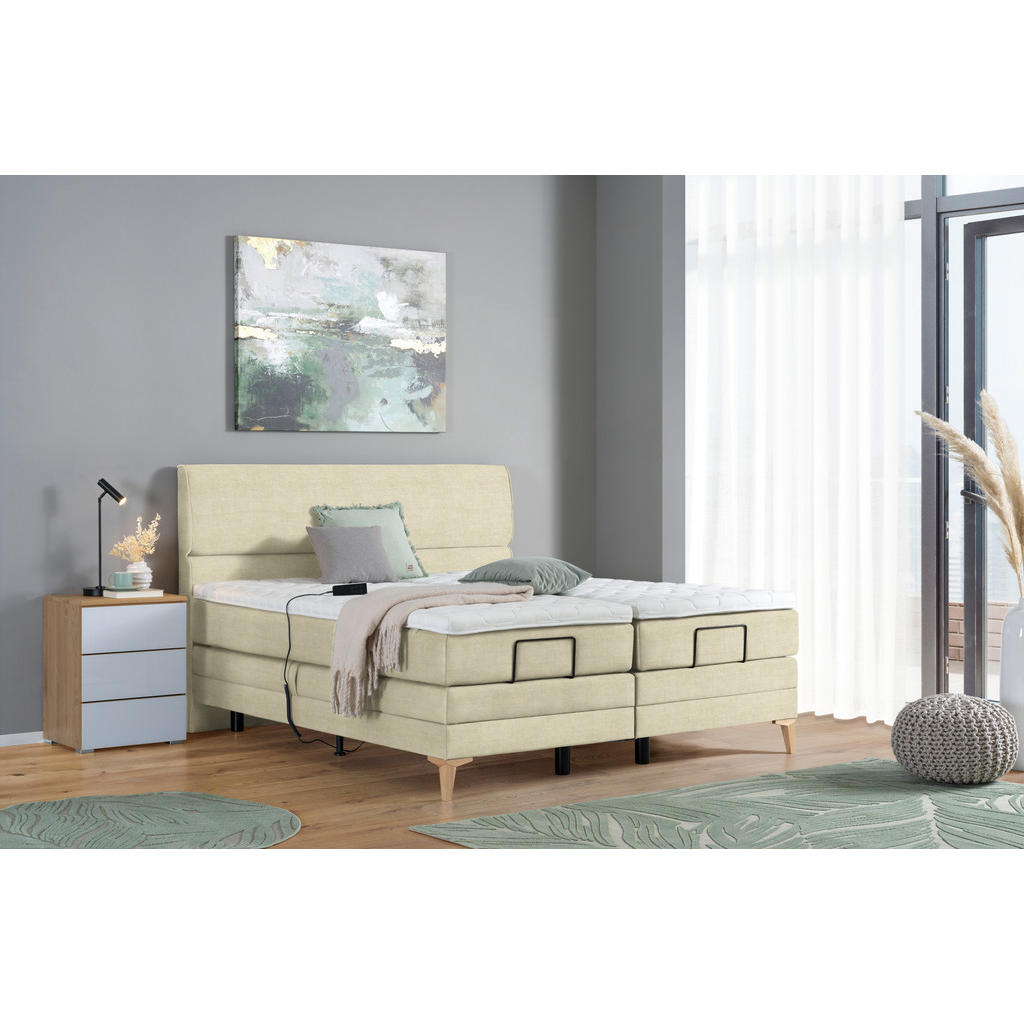 Thumbnail - Voleo Boxspringbett, Beige, Textil, H3, 7-Zonen, Höhe ca. 19 cm, 180x200 cm, Über- und Sondergrößen erhältlich, gepolste...