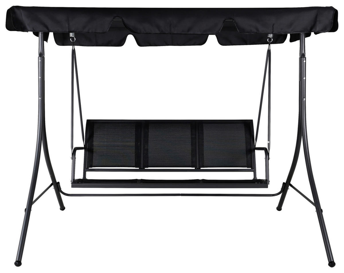 HOLLYWOODSCHAUKEL 204/163/130 cm  - Schwarz, KONVENTIONELL, Textil/Metall (204/163/130cm) - Gardenson