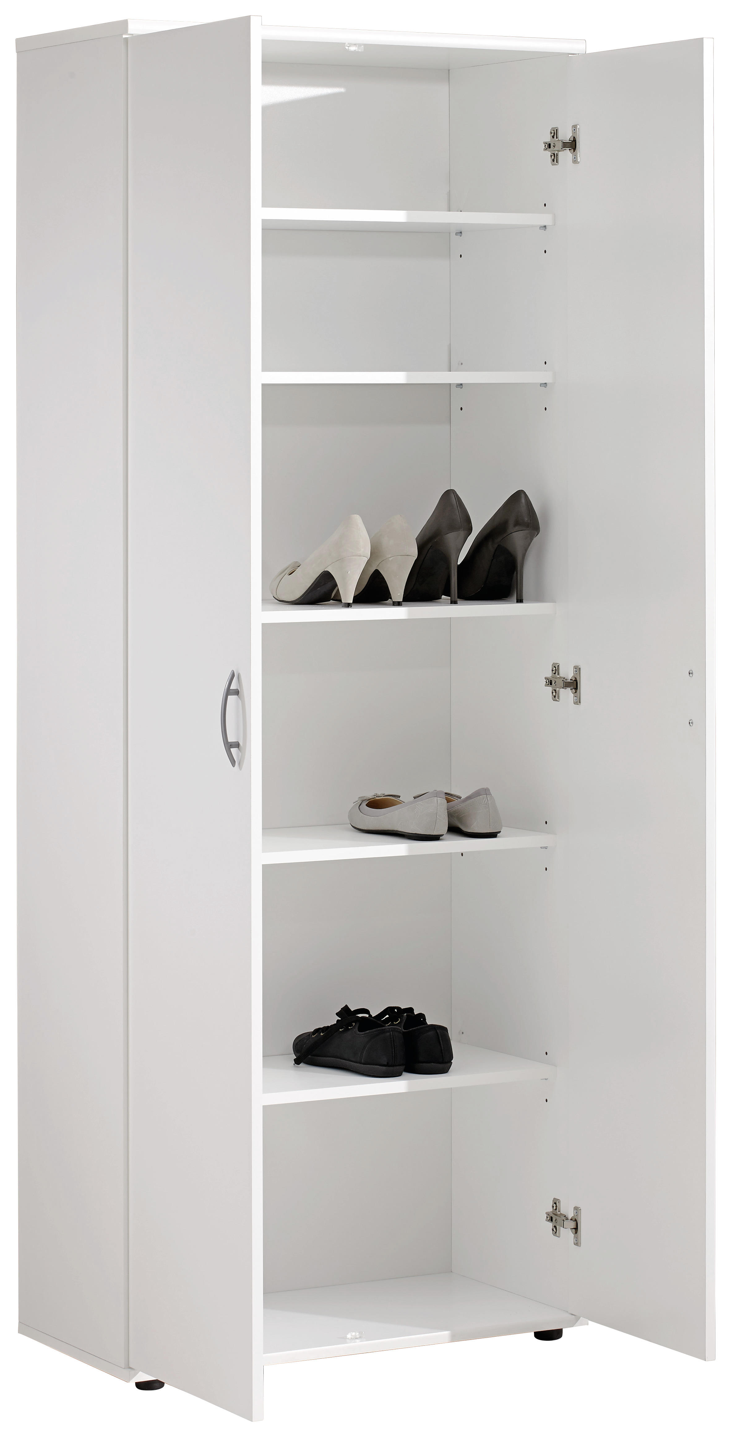 SCHUHSCHRANK Weiß  - Silberfarben/Weiß, Design, Holzwerkstoff/Kunststoff (70/176/35cm) - Carryhome
