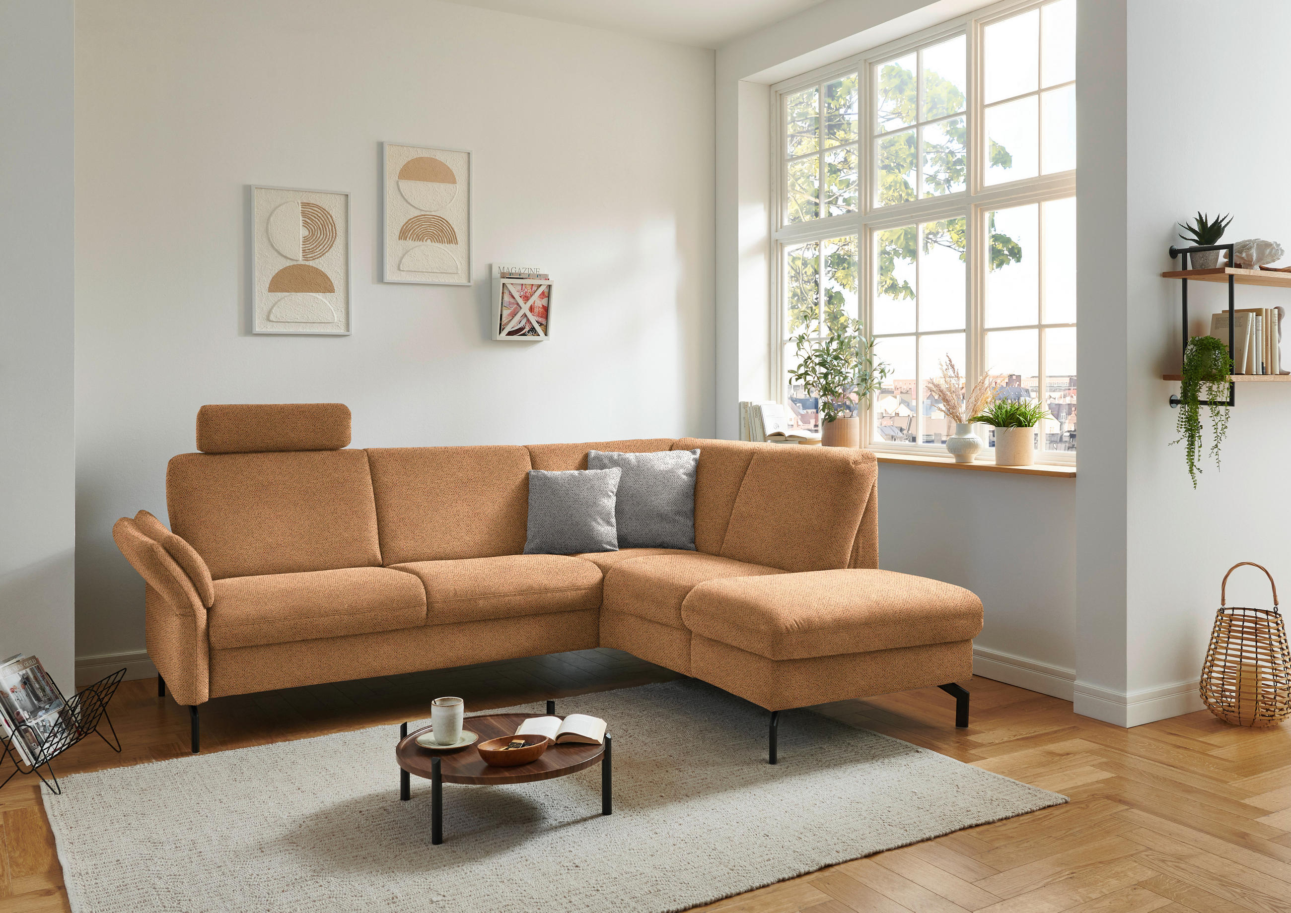 ECKSOFA in Flachgewebe Gelb  - Gelb/Schwarz, Konventionell, Textil/Metall (241/190cm) - Beldomo Comfort