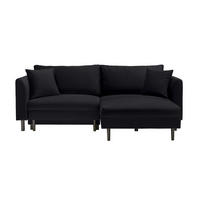 ECKSOFA in Velours Schwarz  235/165 cm  - Schwarz, Design, Holz/Textil (235/165cm) - Ti'me