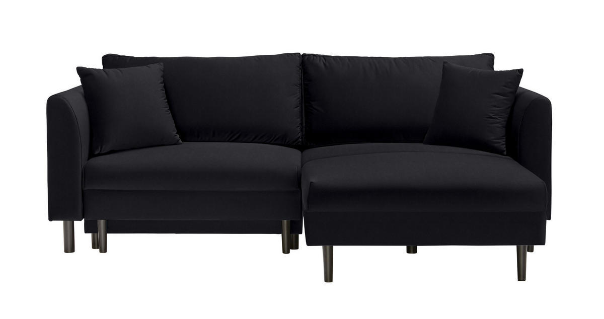ECKSOFA in Velours Schwarz  235/165 cm  - Schwarz, Design, Holz/Textil (235/165cm) - Ti'me