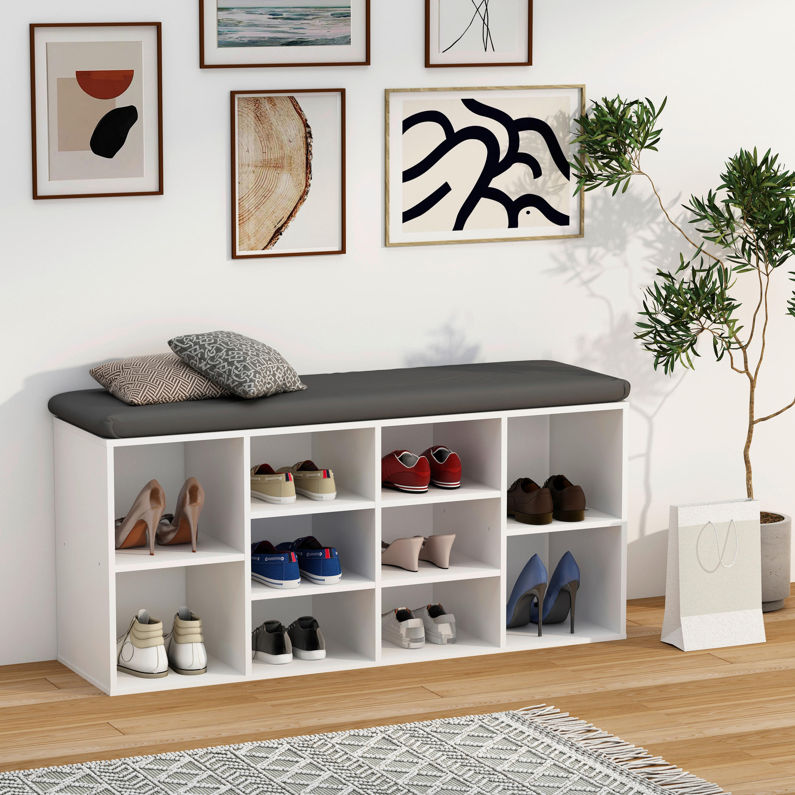 SCHUHBANK 104/50/30 cm  - Weiß, Design, Holzwerkstoff (104/50/30cm) - MID.YOU