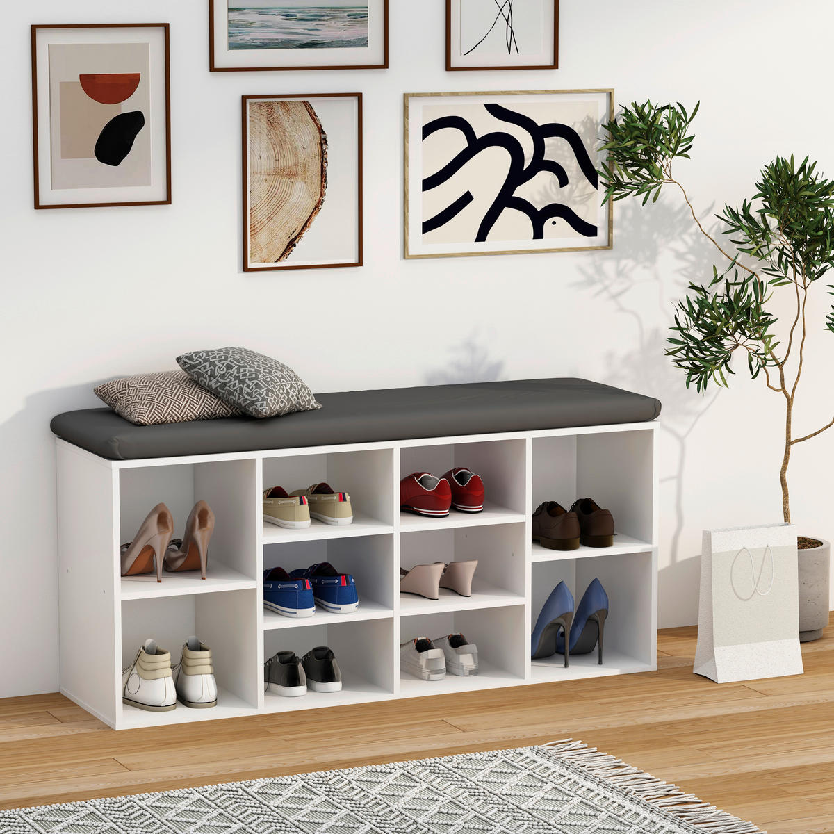 SCHUHREGAL 104/50/30 cm  - Weiss, Design, Holzwerkstoff (104/50/30cm) - MID.YOU