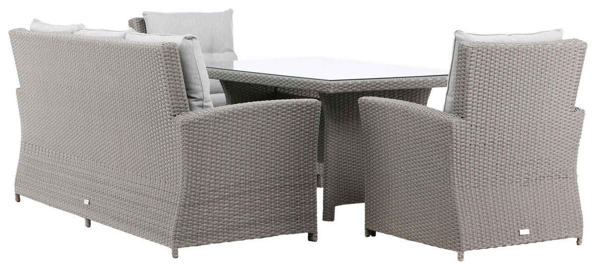 LOUNGESET 2 delar  - grå, Klassisk, glas/plast - Gardenson