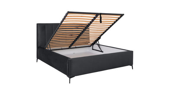 POLSTERBETT Lattenrost, Bettkasten Schwarz 140/200 cm  - Birkefarben/Schwarz, KONVENTIONELL, Holz/Textil (140/200cm) - Carryhome