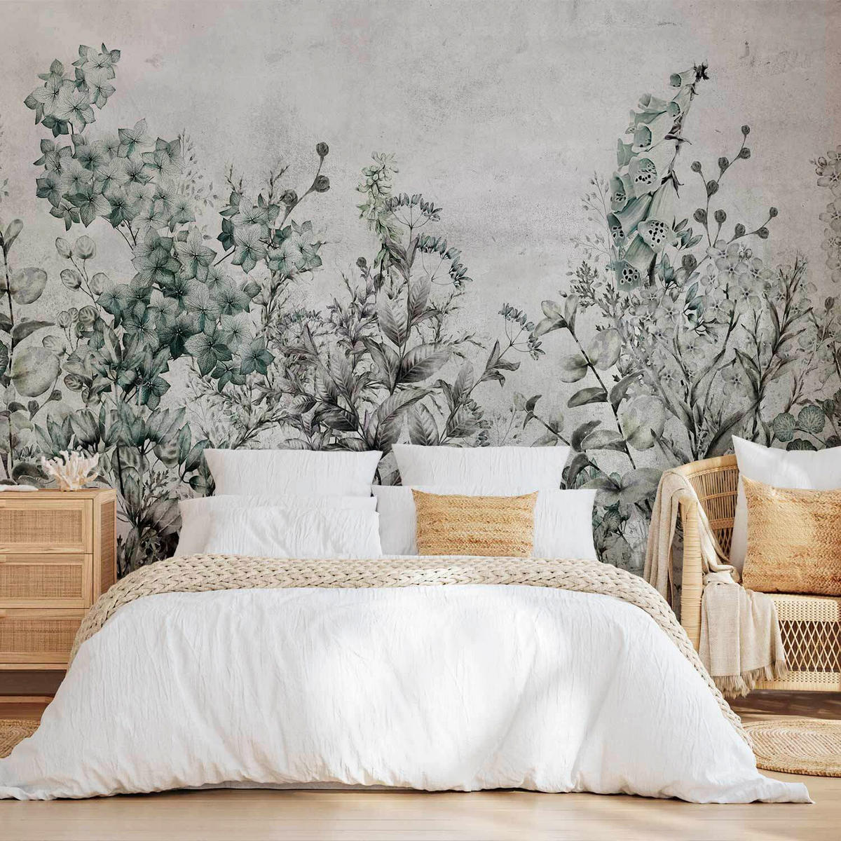 FOTOTAPET 150/105 cm  - ljusgrå/mörkgrön, Lifestyle, textil (150/105cm) - artgeist