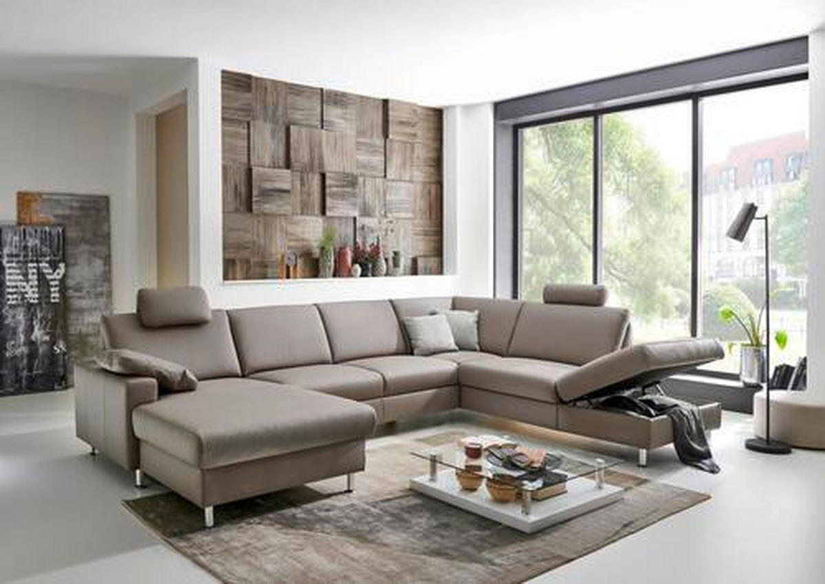 SOFFA i äkta läder ljusgrå  - aluminiumfärg/ljusgrå, Design, metall/läder (233/339/165cm) - Beldomo Premium
