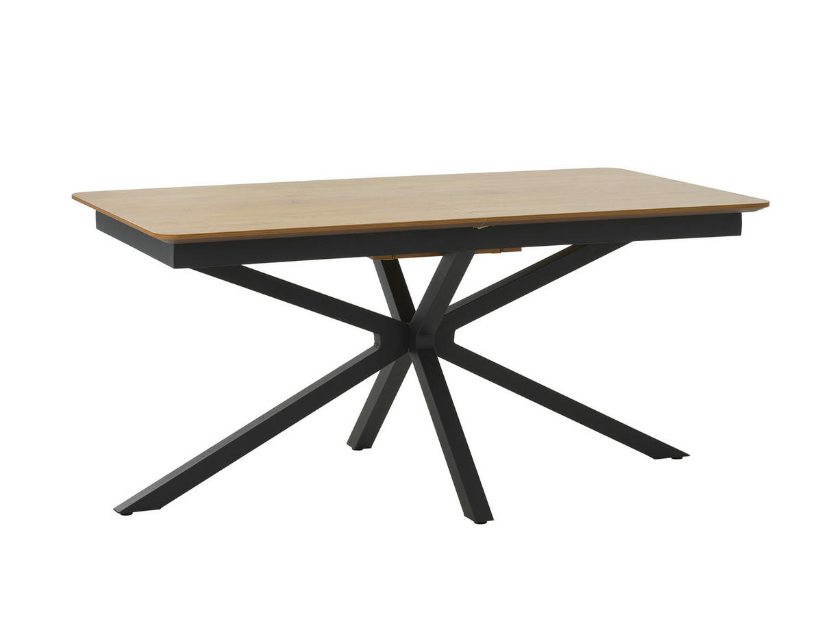 ESSTISCH in Holzwerkstoff  - Eichefarben/Schwarz, MODERN, Holzwerkstoff/Metall (90/75/160-200cm) - Livetastic