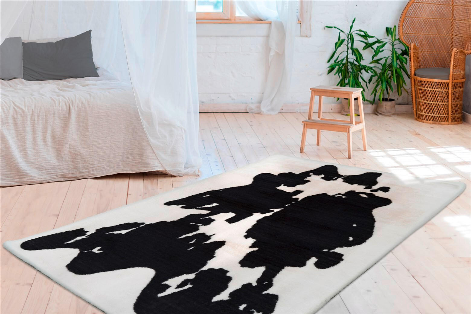 HOCHFLORTEPPICH 120/160 cm Schwarz, Weiß  - Schwarz/Weiß, KONVENTIONELL, Textil (120/160cm)