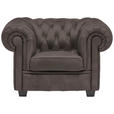 CHESTERFIELD-SESSEL - Wengefarben/Graubraun, LIFESTYLE, Holz/Textil (115/76,5/96cm) - Landscape