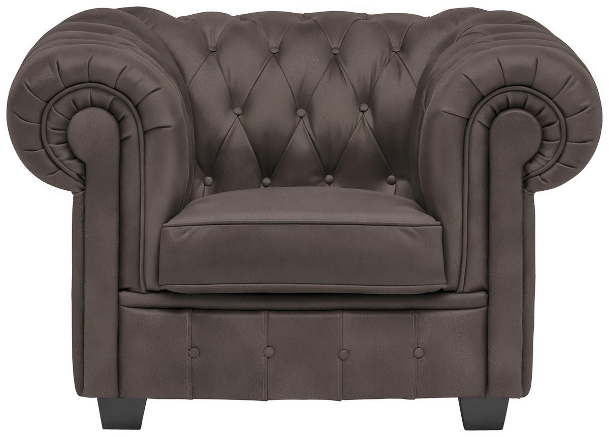 CHESTERFIELD-SESSEL - Wengefarben/Graubraun, LIFESTYLE, Holz/Textil (115/76,5/96cm) - Landscape