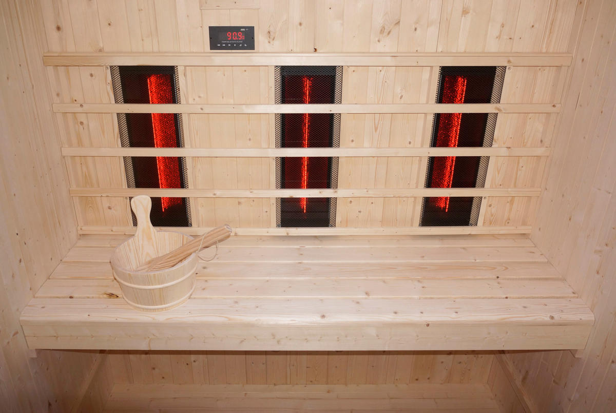 INFRAROTKABINE für 4-6 Personen Lahti  - Fichtefarben, KONVENTIONELL, Holz (198/181,5/202,2cm) - Sanotechnik