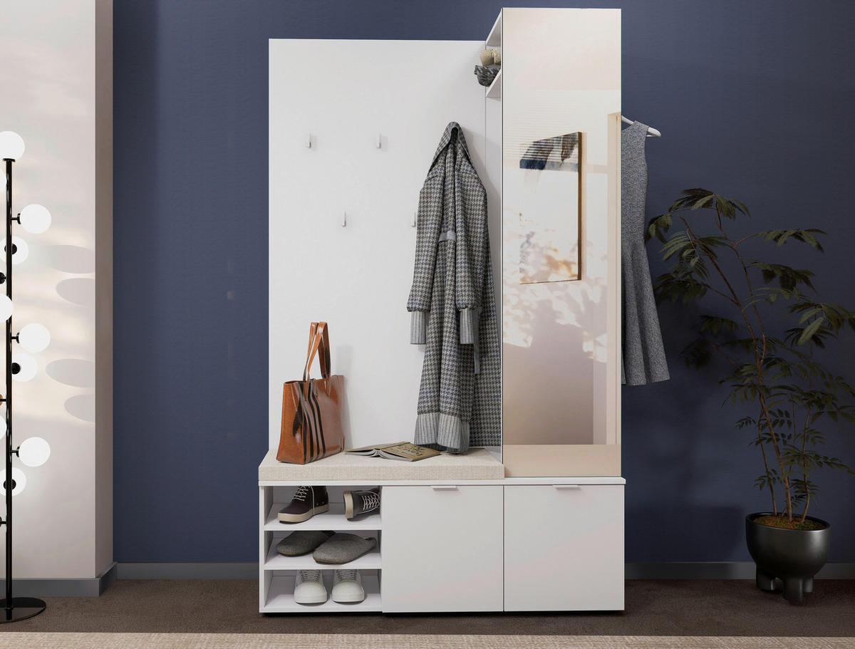 GARDEROBE 120/201/38 cm  - Weiss, Design, Holzwerkstoff (120/201/38cm) - Livetastic