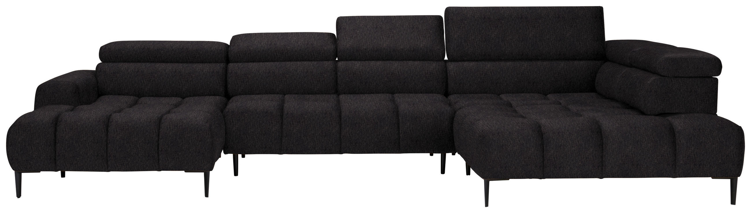 WOHNLANDSCHAFT in Samt, Webstoff Anthrazit  - Anthrazit/Schwarz, Design, Textil/Metall (177/385/216cm) - Welnova