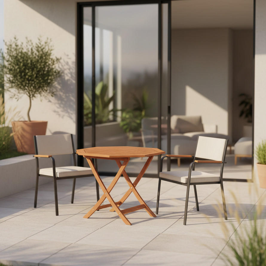 GARTENKLAPPTISCH 110/74/110 cm Holz rund  - Naturfarben, KONVENTIONELL, Holz (110/74/110cm) - Gardenson