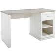 SCHREIBTISCH 135/59/76 cm in Grau, Weiß - Weiß/Grau, LIFESTYLE, Holzwerkstoff/Metall (135/59/76cm) - Hom`in