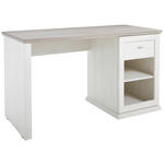 SCHREIBTISCH 135/59/76 cm  in Grau, Weiß  - Weiß/Grau, LIFESTYLE, Holzwerkstoff/Metall (135/59/76cm) - Hom`in