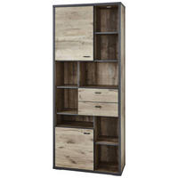 REGAL Eichefarben, Dunkelgrau  85,8/207,9/37,4 cm  - Dunkelgrau/Eichefarben, Modern, Holzwerkstoff/Kunststoff (85,8/207,9/37,4cm) - Xora