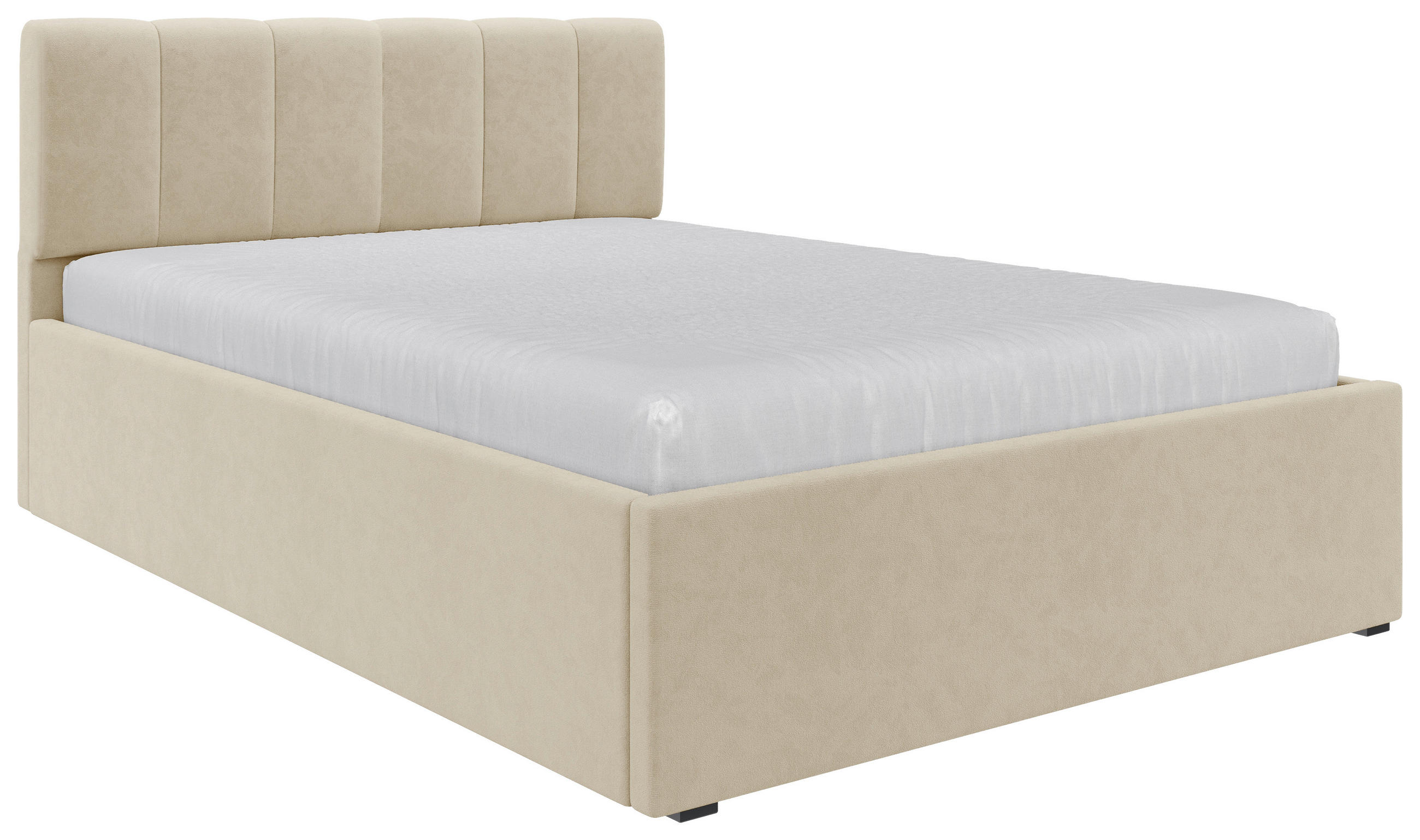 POLSTERBETT 140/200 cm,  in Creme, Lattenrost, Bettkasten,  - Creme/Schwarz, Design, Holz/Kunststoff (140/200cm) - Stylife