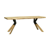ESSTISCH 200/100/76 cm Echtholz  Holz, Metall rechteckig Naturfarben  - Schwarz/Naturfarben, LIFESTYLE, Holz/Metall (200/100/76cm) - Landscape