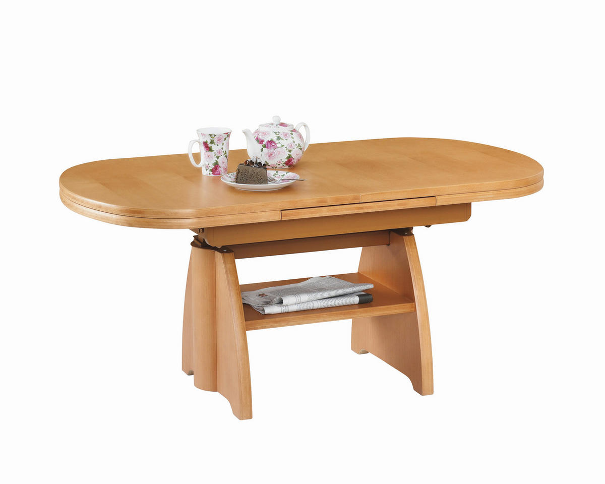 COUCHTISCH Buche furniert 125-166/71/56-75 cm oval Buchefarben  - Buchefarben, KONVENTIONELL, Holz (125-166/71/56-75cm) - Venda