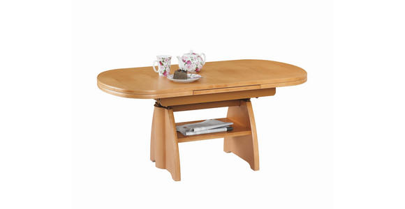 COUCHTISCH Buche furniert 125-166/71/56-75 cm oval Buchefarben  - Buchefarben, KONVENTIONELL, Holz (125-166/71/56-75cm) - Venda