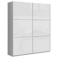SCHWEBETÜRENSCHRANK in Weiss, Weiss Hochglanz  - Weiss Hochglanz/Weiss, Design, Holzwerkstoff/Metall (170,3/209,7/61,2cm) - home24