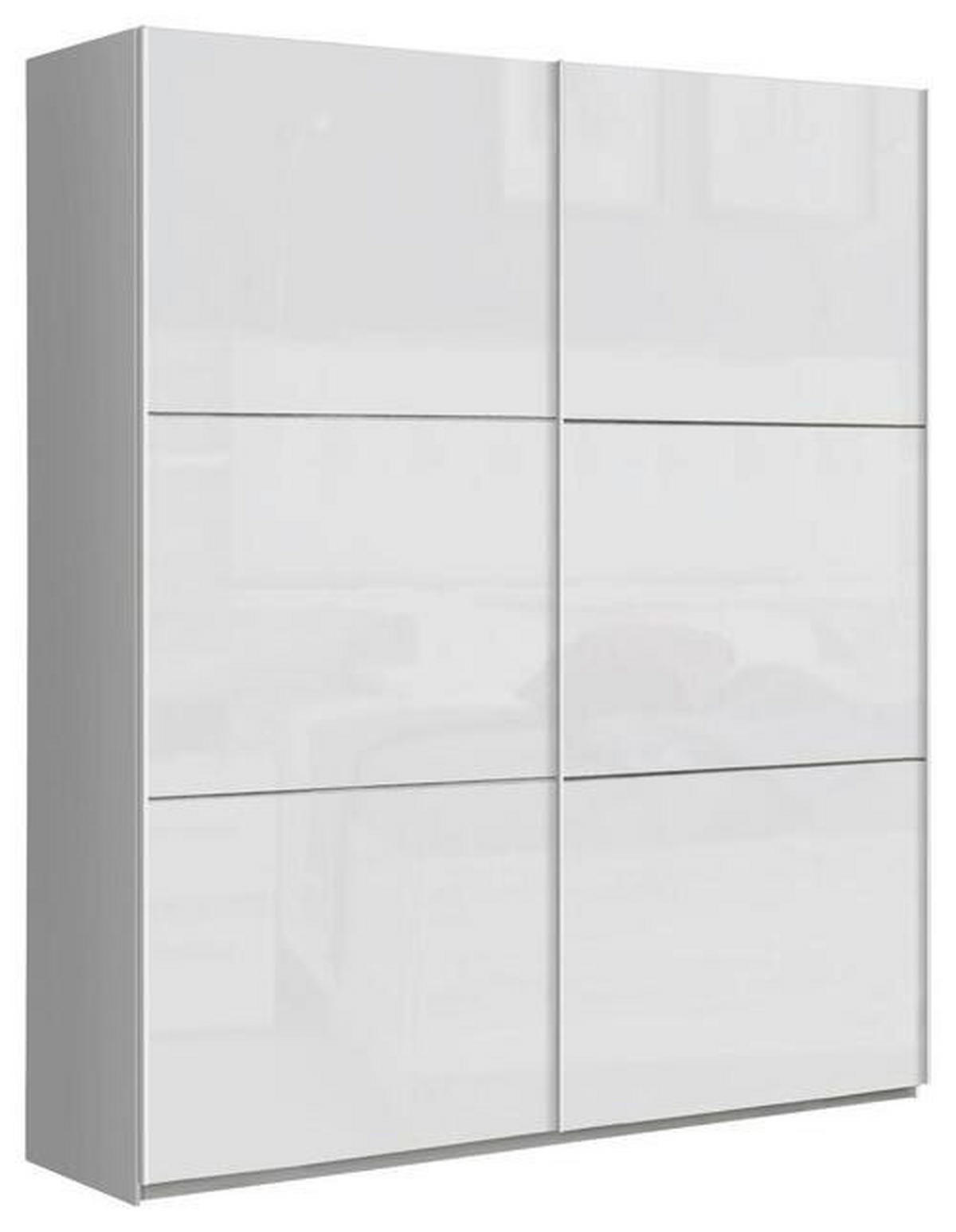 SCHWEBETÜRENSCHRANK in Weiss, Weiss Hochglanz  - Weiss Hochglanz/Weiss, Design, Holzwerkstoff/Metall (170,3/209,7/61,2cm) - home24