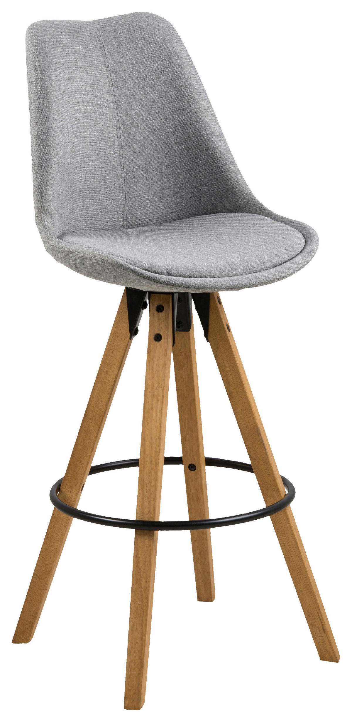 BARHOCKER Flachgewebe Hellgrau  - Eichefarben/Hellgrau, Design, Holz/Textil (48/112/56cm) - Carryhome