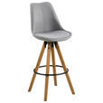 BARHOCKER Flachgewebe Hellgrau  - Eichefarben/Hellgrau, Design, Holz/Textil (48/112/56cm) - Carryhome