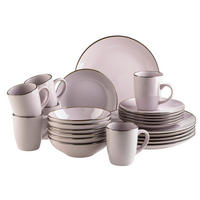 KOMBISERVICE Metallic Rim 24-teilig  - Dunkelrosa, Basics, Keramik - Mäser
