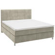 BOXSPRINGBETT 180/200 cm  in Beige  - Chromfarben/Beige, KONVENTIONELL, Kunststoff/Textil (180/200cm) - Voleo