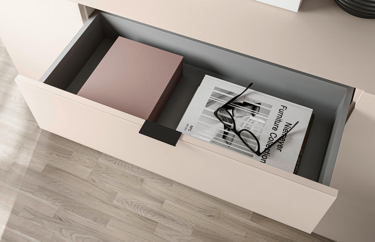 SIDEBOARD  160/94/40 cm 4 Schublade(n)  - Kaschmir/Schwarz, Basics, Glas/Holzwerkstoff (160/94/40cm) - Novel