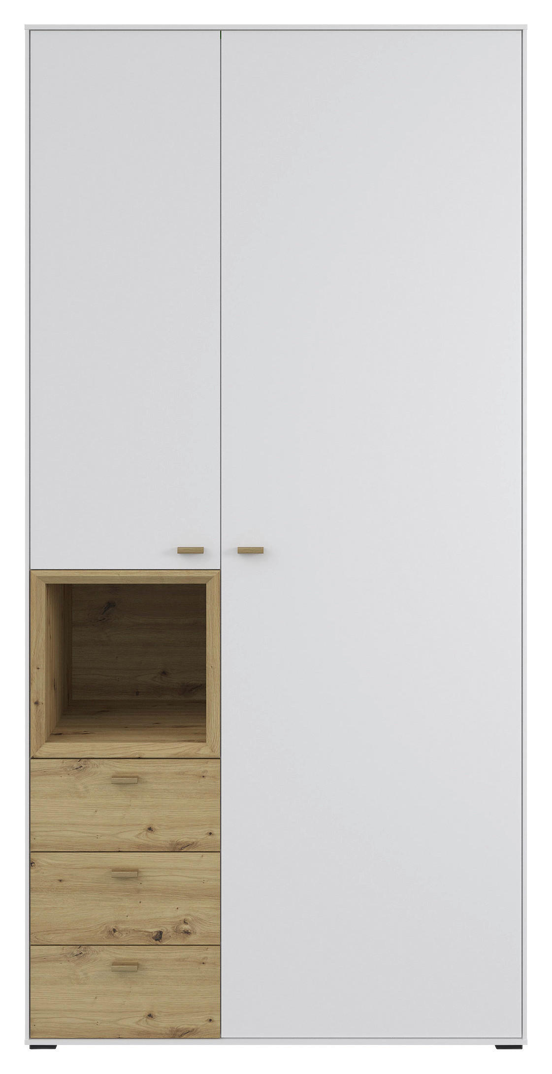 DREHTÜRENSCHRANK in Weiss, Eichefarben  - Weiss/Eichefarben, Konventionell, Holz/Holzwerkstoff (105/214/60cm) - Hom`in