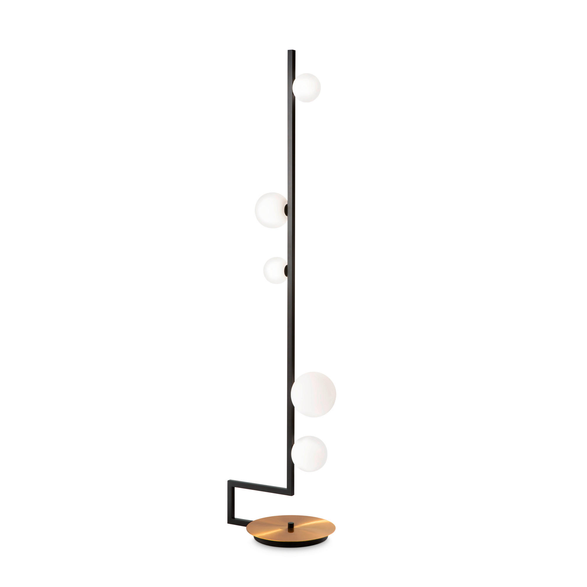 STEHLEUCHTE Birds PT5 30/44/160 cm   - Goldfarben/Schwarz, Design, Glas/Metall (30/44/160cm) - Ideal Lux